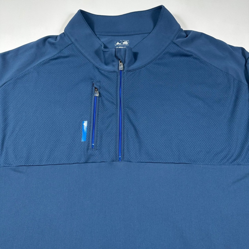 Adidas 1/4 Zip Golf Pullover Mens 4XL Climalite Chest Pocket Navy Blue